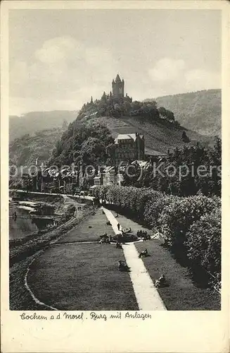 Cochem Mosel Uferpromenade Reichsburg mit Anlagen Kat. Cochem