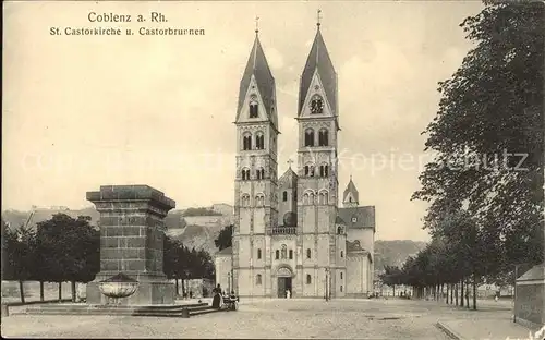 Coblenz Koblenz St Castorkirche und Castorbrunnen Feldpost Kat. Koblenz