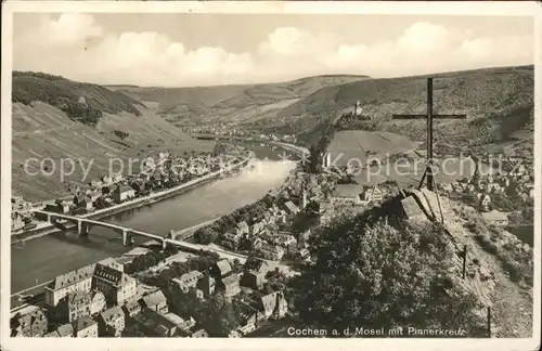 Cochem Mosel Fliegeraufnahme Moselpanorama mit Pinnerkreuz Kat. Cochem