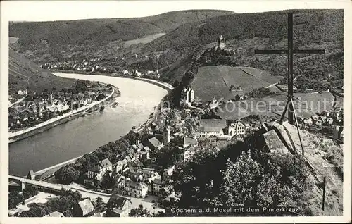 Cochem Mosel Moselpanorama mit Pinnerkreuz Kat. Cochem