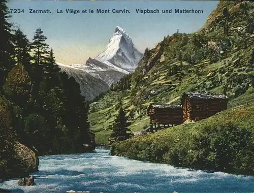 hw00816 Zermatt VS la Viege
Mont Cervin
Vispbach
Matterhorn Kategorie. Zermatt Alte Ansichtskarten