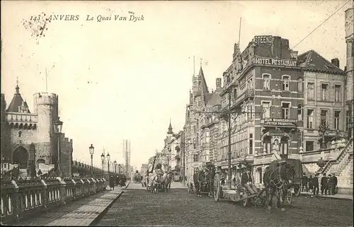 Anvers Antwerpen Quai Van Dyck Kutsche Hotel Restaurant zur Sonnenburg Kat. 