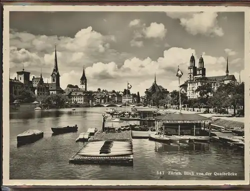 Zuerich Blick von Quaibruecke Stege Boote / Zuerich /Bz. Zuerich City