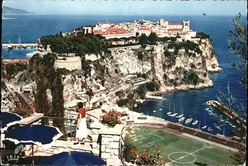 Monaco Le Rocher Palais du Prince vu du Jardin Exotique Kat. Monaco