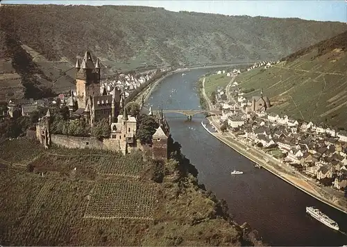 Cochem Mosel mit Burg Fliegeraufnahme Kat. Cochem