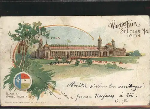 St Louis Missouri World's Fair Palace of varied industries /  /