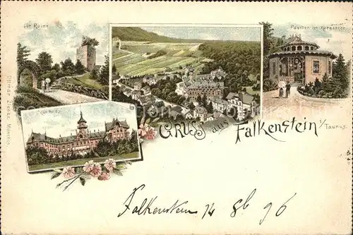 Falkenstein Taunus Kurhaus Ruine Pavilion mit Kurgarten / Koenigstein im Taunus /Hochtaunuskreis LKR