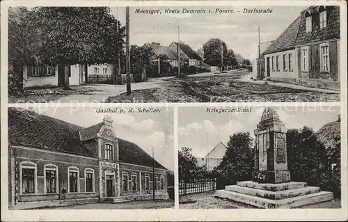 Meesiger Dorfstrasse Gasthof Scheffert Kriegerdenkmal / Meesiger /Demmin LKR