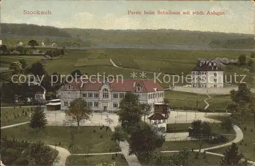 Stockach Baden Partie beim Schulhaus mit staedt. Anlagen / Stockach /Konstanz LKR