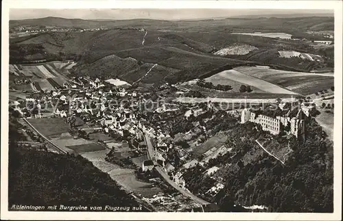 Altleiningen Fliegeraufnahme mit Burgruine Gasthaus Krone / Altleiningen /Bad Duerkheim LKR