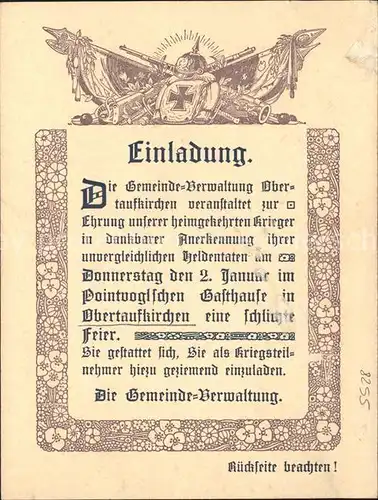 Obertaufkirchen Einladung / Obertaufkirchen /Muehldorf Inn LKR