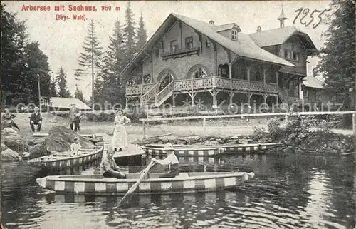 Arbersee mit Seehaus Kinder Boot / Bayerisch Eisenstein /Regen LKR