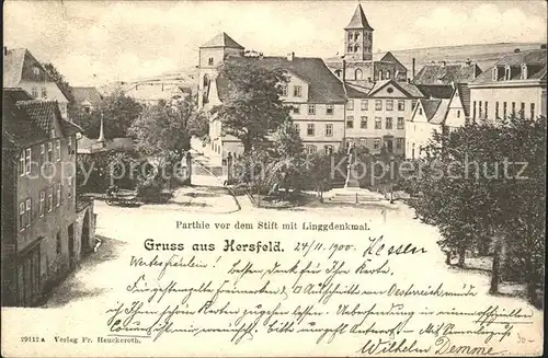 Bad Hersfeld Stift mit Linggdenkmal / Bad Hersfeld /Hersfeld-Rotenburg LKR