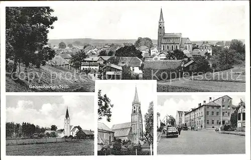 Geisenhausen Niederbayern Ortsansicht mit Kirche Strassenpartie / Geisenhausen /Landshut LKR