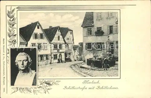 Marbach Neckar Schillerstrasse mit Schillerhaus Bueste / Marbach am Neckar /Ludwigsburg LKR