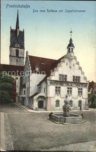 Friedrichshafen Bodensee Das neue Rathaus mit Zeppelinbrunnen / Friedrichshafen /Bodenseekreis LKR