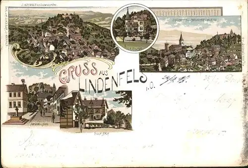 Lindenfels Odenwald Litho Burgaufgang Villa Schenk / Lindenfels /Bergstrasse LKR