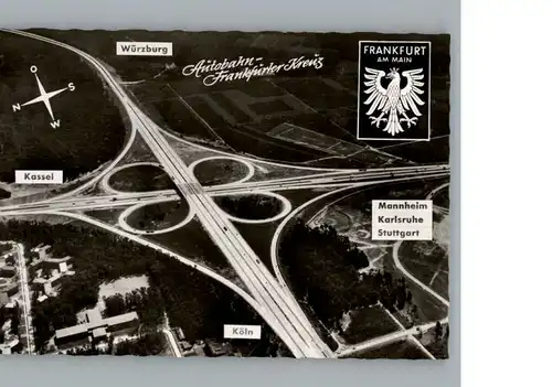 Frankfurt Main Fliegeraufnahme, Autobahn Frankfurter Kreuz / Frankfurt am Main /Frankfurt Main Stadtkreis