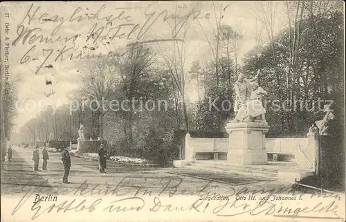 Berlin Siegesallee Denkmal Otto III und Johannes I Marmorstatuen Kat. Berlin