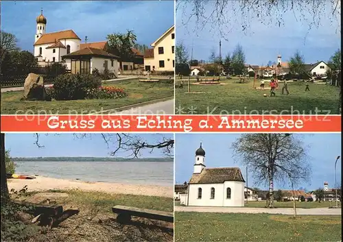 Eching Ammersee Partie an der Kirche Kinderspielplatz Kapelle Strand Kat. Eching a.Ammersee