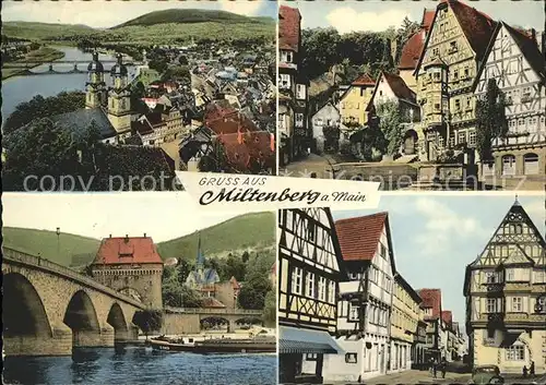 Miltenberg Main Mainbruecke Kirche Hotel Riesen Historischer Marktplatz Fachwerkhaeuser Brunnen Kat. Miltenberg