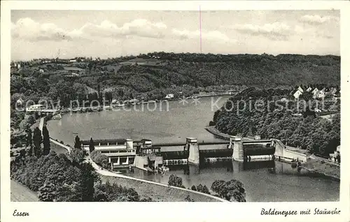 Essen Ruhr Baldeneysee mit Stauwerk Kat. Essen