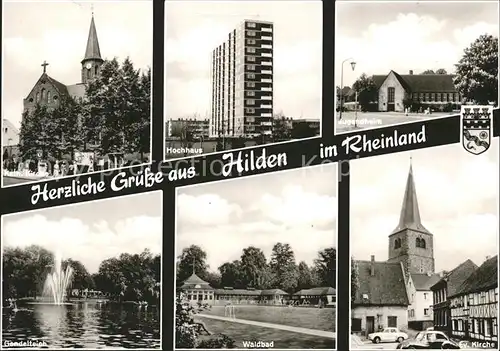 Hilden Duesseldorf Hochhaus Jugendheim Kirche Waldbad Kat. Duesseldorf