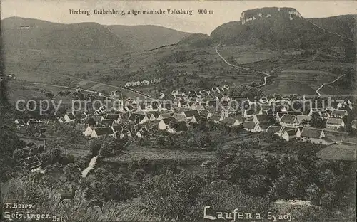 Laufen Eyach Gesamtansicht mit Tierberg Graebelsberg altgermanische Volksburg / Albstadt /Zollernalbkreis LKR