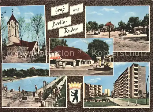 Rudow Berlin Kirche Schwimmbad Siedlung Strassenpartie Wappen / Berlin /Berlin Stadtkreis