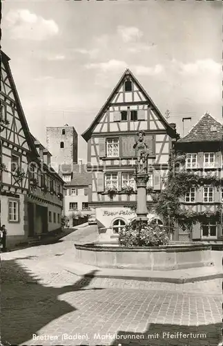 Bretten Baden Marktbrunnen mit Pfeifferturm Kat. Bretten