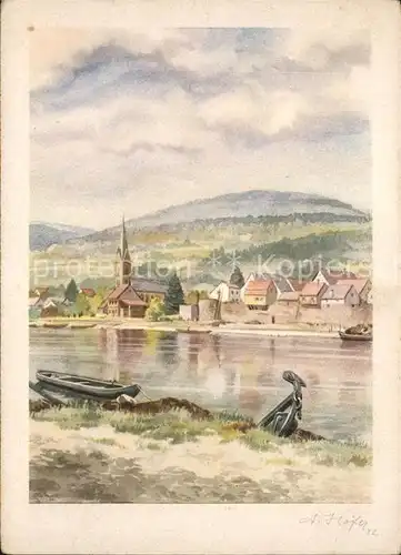 Kochem Moselpanorama Kuenstlerkarte A. Hoefer Kat. Cochem