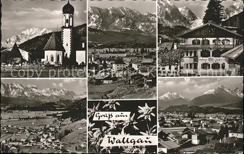 Wallgau Panorama Kirche Kat. Wallgau