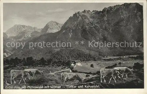 Mittenwald Bayern Groebl Alm mit Woerner Tiefkar und Karwendel Kat. Mittenwald