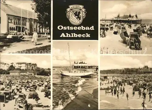 Ahlbeck Ostseebad Strand Seebruecke Wappen Kat. Heringsdorf Insel Usedom