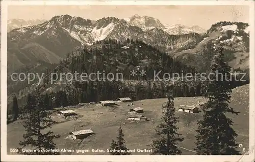 Schliersee Untere Schoenfeld Almen gegen Rofan Schinder und Gufferl Kat. Schliersee