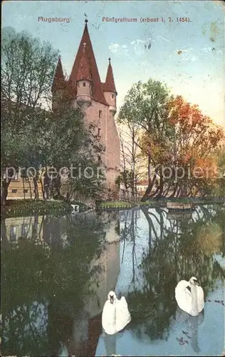 Augsburg Fuenfgratturm Wehrturm 15. Jhdt. Schwanenteich Kat. Augsburg