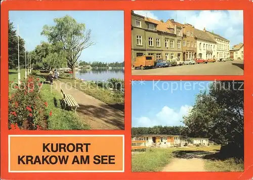 Krakow See Promenade Markt Bungalowsiedlung Kat. Krakow See