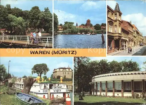 Waren Mueritz Kietzbruecke Altstadt Lange Strasse MS Fontane Hafen Steinmole Konsum Gaststaette Kat. Waren Mueritz