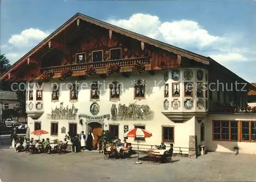 Bernau Chiemsee Gasthof zum alten Wirt Fassadenmalerei Kat. Bernau a.Chiemsee