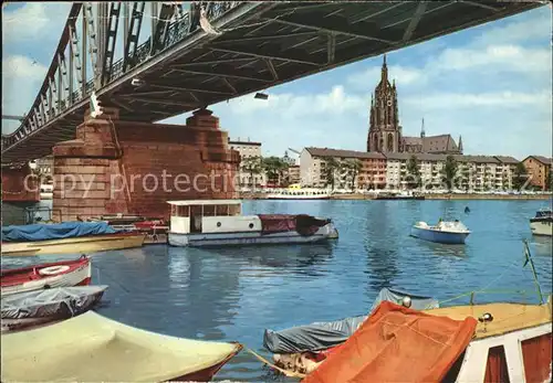 Frankfurt Main Bruecke Schiffe Boote Kat. Frankfurt am Main