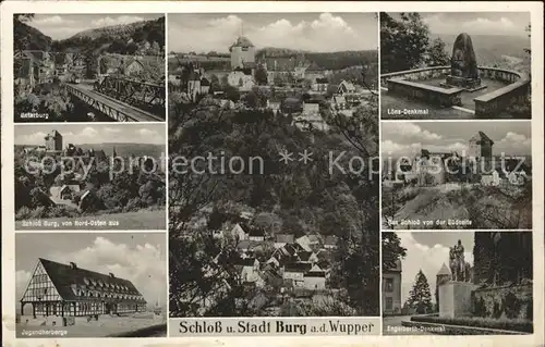 Burg Wupper Schloss Burg Jugendherberge Loensdenkmal Engelberth Denkmal Kat. Solingen