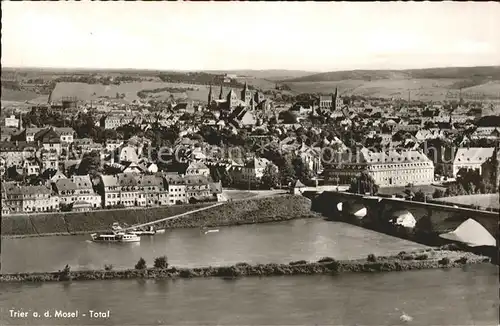 Trier Totalansicht Moselbruecke Kat. Trier