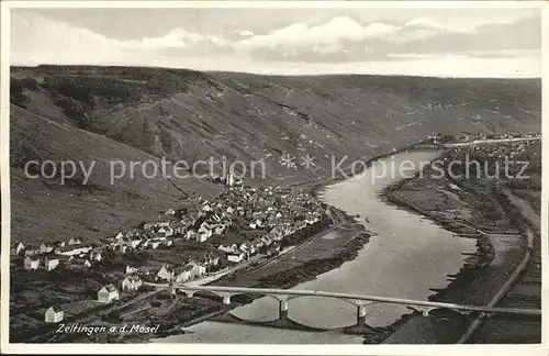 Zeltingen-Rachtig Moselbruecke Fliegeraufnahme / Zeltingen-Rachtig /Bernkastel-Wittlich LKR