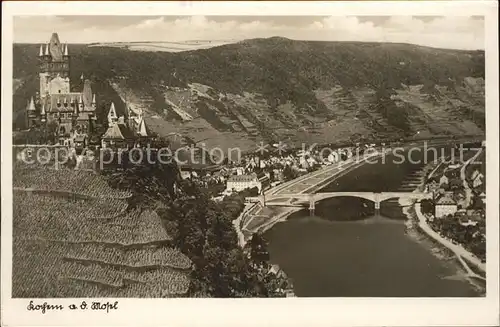 Kochem Gesamtansicht mit Burg Moselbruecke Kat. Cochem