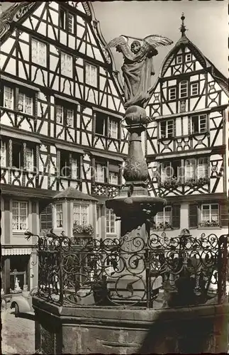 Bernkastel Kues St. Michaelsbrunnen Marktplatz Fachwerkhaus Kat. Bernkastel Kues