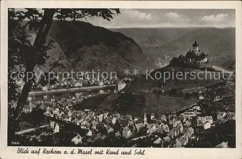 Kochem Gesamtansicht mit Kond und Sehl Reichsburg Kat. Cochem