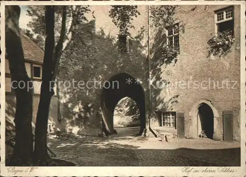 Siegen Westfalen Hof im oberen Schloss Torbogen Kupfertiefdruck / Siegen /Siegen-Wittgenstein LKR