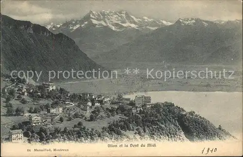 Glion Vue panoramique Lac Leman et Dent du Midi Kat. Glion