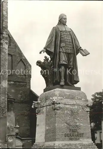 Luebben Spreewald Paul Gerhardt Denkmal vor der Luebbener Kirche Kat. Luebben