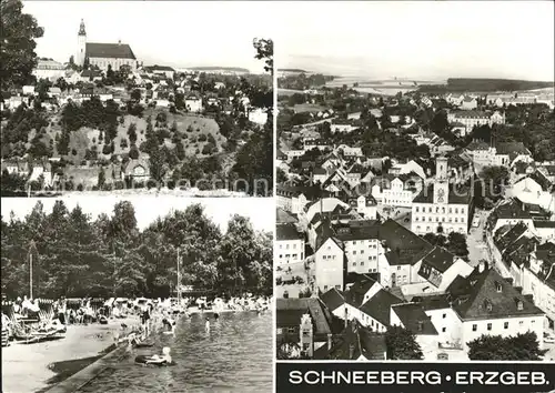 Schneeberg Erzgebirge Kirche Strandbad Stadtblick Kat. Schneeberg